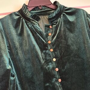 Emerald Green Velvet Blouse
